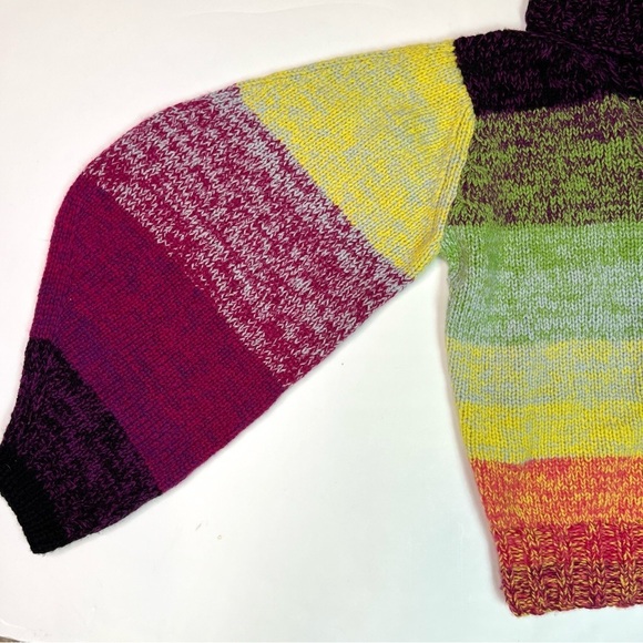 RARE 100% Cashmere Spencer Vladimir Multi-Color Hand-knit Turtleneck Sweater M/L - Picture 8 of 16